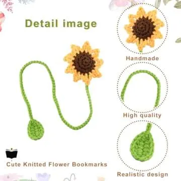 5pcs Sunflower Crochet Bookmarks - A Perfect Gift for Book Lovers