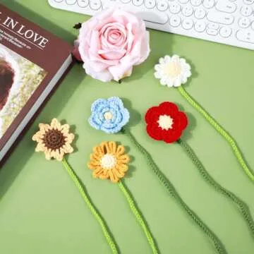 5pcs Sunflower Crochet Bookmarks - A Perfect Gift for Book Lovers