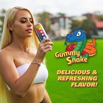 EHP Labs OxyShred Healthy Energy Drink - Zero Sugar Energy Drinks with Amino Acids, Green Tea Extract, Vitamin C & L Carnitine - Zero Carbs, Zero Calories, Clean Caffeine, Gummy Snake (12-Pack)