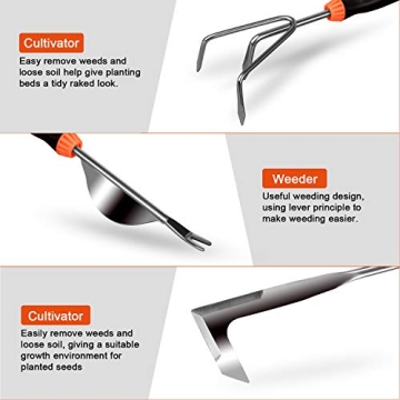 LANNIU 9 Piece Stainless Steel Garden Tool Set