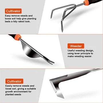 LANNIU 9 Piece Stainless Steel Garden Tool Set