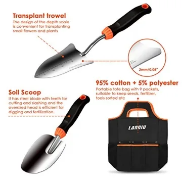 LANNIU 9 Piece Stainless Steel Garden Tool Set