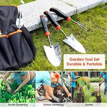 LANNIU 9 Piece Stainless Steel Garden Tool Set