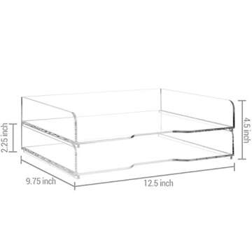 MyGift Premium Clear Acrylic Stackable Office Desk Paper Tray Document Letter Sorter, Desktop File Folder Mail Stationery Storage Organizer Stacking Rack, Set of 2