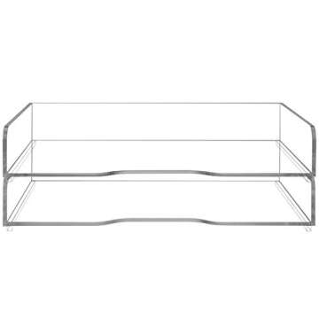 MyGift Premium Clear Acrylic Stackable Office Desk Paper Tray Document Letter Sorter, Desktop File Folder Mail Stationery Storage Organizer Stacking Rack, Set of 2