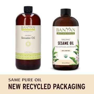 Banyan Botanicals Sesame Oil – Organic & Unrefined Ayurvedic Oil for Skin, Hair, Oil Pulling & Mor...
