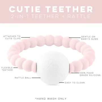 Ryan and Rose Pink Teether Rattle for Infants