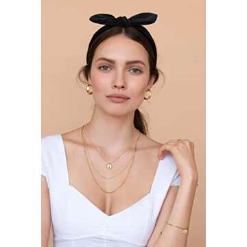 Huachi Bow Headbands for Girls Women Cute Christmas Turban Headwrap Polka Dot Vintage Plastic with Bunny Ears Hair Accessories, 6 Color (headband-4)