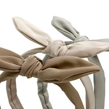 Huachi Bow Headbands for Girls Women Cute Christmas Turban Headwrap Polka Dot Vintage Plastic with Bunny Ears Hair Accessories, 6 Color (headband-4)