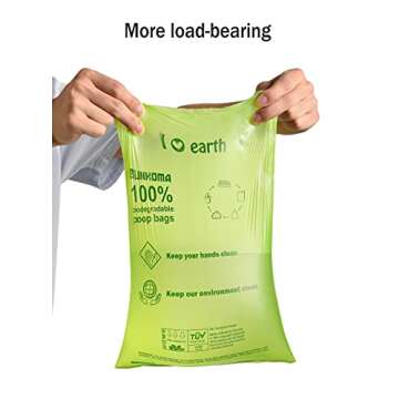 Bunkoma Extra Thick Dog Poop Bags, 100% Biodegradable Compostable Pet Waste Bags, Eco-Friendly & Leak-Proof, OK Compost Certified (120 Bags, 8 Rolls)