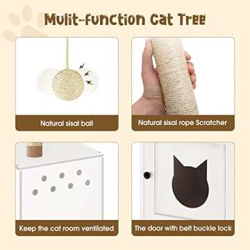 Stylish FavePaw Cat Litter Box Enclosure with Tree Tower