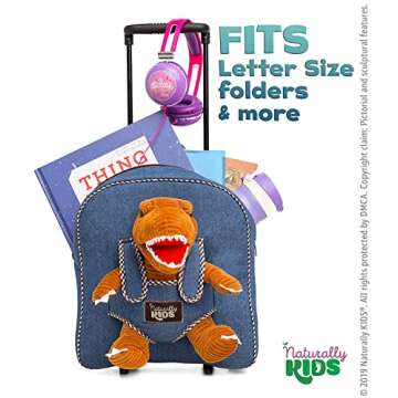 Toddler Luggage for Boys w Dinosaur Toys, Kids Rolling Backpack for Boys, Toddler Suitcase, Gifts for 3 4 5 6 Year Old