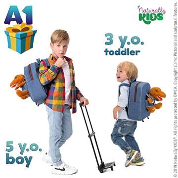 Toddler Luggage for Boys w Dinosaur Toys, Kids Rolling Backpack for Boys, Toddler Suitcase, Gifts for 3 4 5 6 Year Old