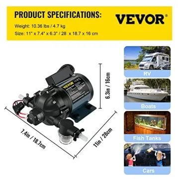 VEVOR Washdown Pump 12V DC 7 GPM for RV and Marine Use