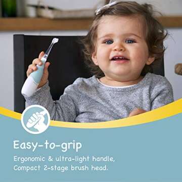 Papablic BabyHandy 2-Stage Baby Sonic Electric Toothbrush for Babies and Toddlers Ages 0-3 Years
