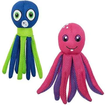 Squeaky Dog Toys - 2 Pack Cute Dog Toys with Squeaker Ball Inside Design, 2 in 1 Dog Chew Toy with Durable Oxford Cloth, Small to Medium Breeds Dogs Playing