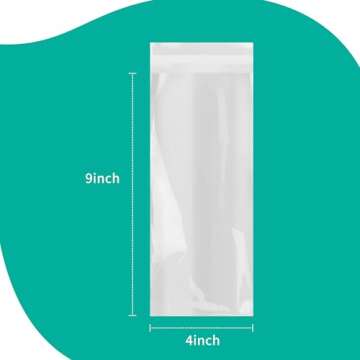 iMailer - 500 Pcs - 4" x 9" Cellophane Pretzel Bags-Self Sealing Cellophane Bags,Prezetels Individual Sticks Bags Food Safe Bags for Chocolate, Candies, Cookies