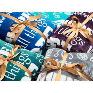 Chanasya Premium Hope & Faith Gift Throw Blanket - Cozy, Warm & Fluffy Sherpa - Sends Positive Energy, Inspirational Uplifting, Comfort for Best Friend, Women, Men, & Partner (65x50 inches) Gray