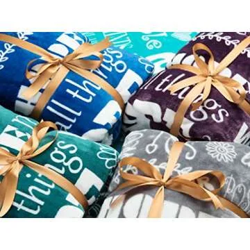 Chanasya Premium Hope & Faith Gift Throw Blanket - Cozy, Warm & Fluffy Sherpa - Sends Positive Energy, Inspirational Uplifting, Comfort for Best Friend, Women, Men, & Partner (65x50 inches) Gray