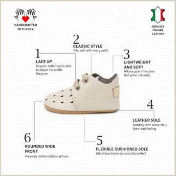 Ella Bonna Oxford Baby Boy Shoes, Leather Sole, Leather Baby Shoes, Toddler Girl Baby Walking Shoes, Newborn Infant Mini Kids Crib Baby Moccasins (Summer Beige, US 1)