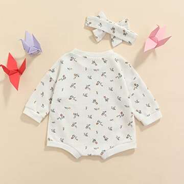 Stylish Infant Baby Girl Floral Oversized Crewneck Sweater