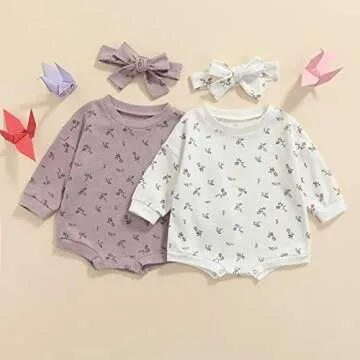 Stylish Infant Baby Girl Floral Oversized Crewneck Sweater