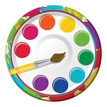 Art Painting Birthday Party Supply Pack! Bundle Includes Paper Plates, Napkins, Cups & Silverware for 8 Guests