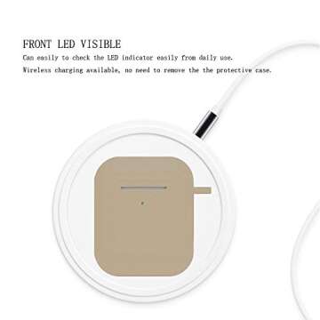 ZALU Upgrade Compatible for AirPods Case with Keychain [Front LED Visible] Premium Silicone Cover Skin for AirPods Charging Case 2 (Milk Tea)