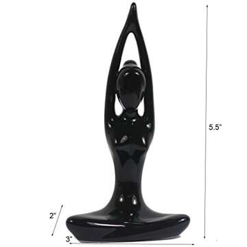 Decorative Porcelain Ceramic Yoga Pose Yoga Figurine Statue, Namaste Buddhist Meditation Room Yoga Instructor Collection Gifts for Yoga Lovers (D 4.25" (Black))