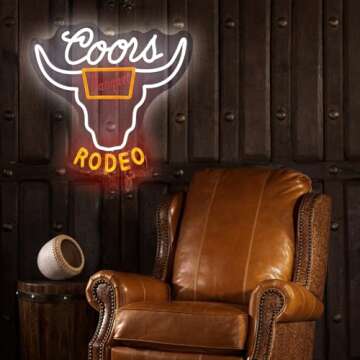 ADS JIE Western Decor Cowboy Neon Sign - 9 Brightness Adjustments Usb Powered, Cow Skull Light, Sign...