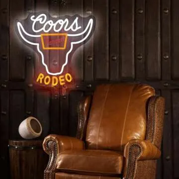 ADS JIE Western Decor Cowboy Neon Sign - 9 Brightness Adjustments Usb Powered, Cow Skull Light, Sign...