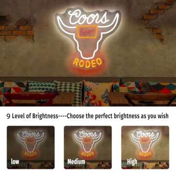 ADS JIE Western Decor Cowboy Neon Sign - 9 Brightness Adjustments Usb Powered, Cow Skull Light, Sign Beer, Bar Club Bull Led Wall Decor