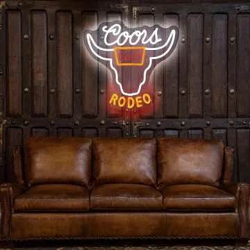 ADS JIE Western Decor Cowboy Neon Sign - 9 Brightness Adjustments Usb Powered, Cow Skull Light, Sign Beer, Bar Club Bull Led Wall Decor