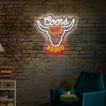 ADS JIE Western Decor Cowboy Neon Sign - 9 Brightness Adjustments Usb Powered, Cow Skull Light, Sign Beer, Bar Club Bull Led Wall Decor