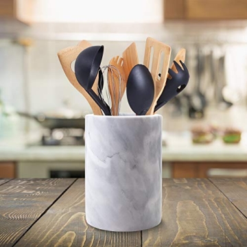 Stylish Marble Utensil Holder - Kitchen Organizer for Home