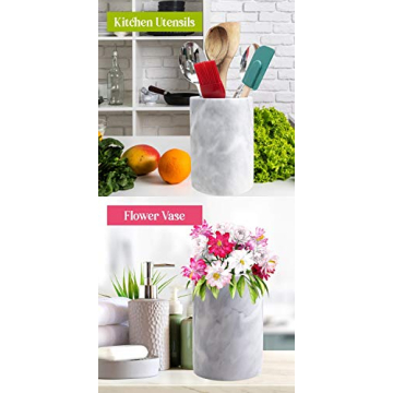 Stylish Marble Utensil Holder - Kitchen Organizer for Home