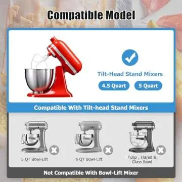 K45B Coated Flat Beater for KitchenAid 4.5-5 Qt Mixer Paddle Attachment Flat Beater Fits Stand Mixer Bowls For KitchenAid 4.5-5 Quart Bowls, Kitchenaid Paddle Attachment
