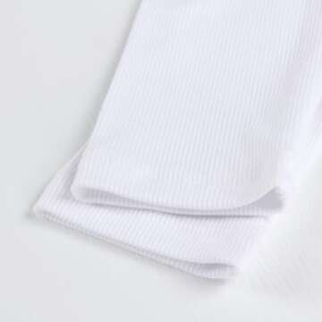 Artfish Women's Square Neck Long Sleeve Ribbed Slim Fitted Casual Basic Crop Top (White, M)