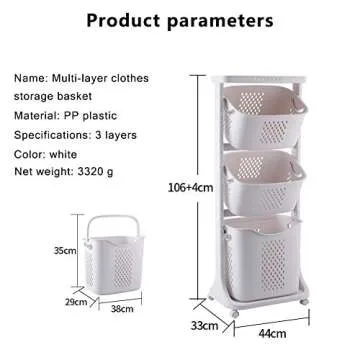 Bretoes Laundry Basket Bathroom Multi-layer Clothes Storage Basket Household, Simple Kitchen Shelf Fruit Stand (3 Layers)