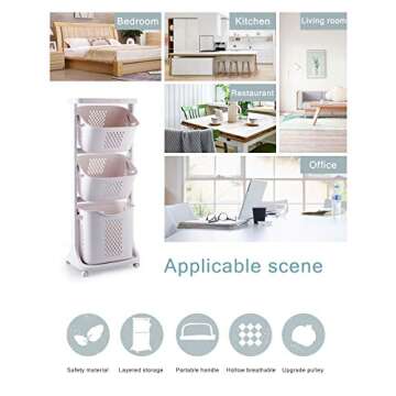 Bretoes Laundry Basket Bathroom Multi-layer Clothes Storage Basket Household, Simple Kitchen Shelf Fruit Stand (3 Layers)