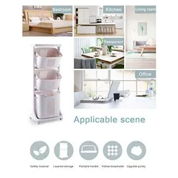 Bretoes Laundry Basket Bathroom Multi-layer Clothes Storage Basket Household, Simple Kitchen Shelf Fruit Stand (3 Layers)