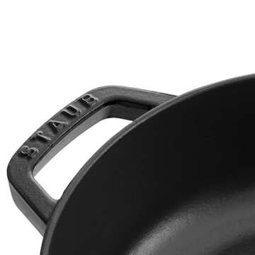 STAUB Cast Iron Sauté Pan, Chistera Lid, Round, 3.7 L, Black, 33 x 31 x 9.5 cm