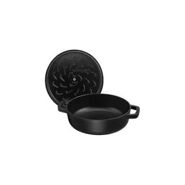 STAUB Cast Iron Sauté Pan, Chistera Lid, Round, 3.7 L, Black, 33 x 31 x 9.5 cm