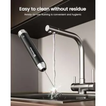 Maestri House Rechargeable Milk Frother with Stepless Speed Control, Handheld Electric Foam Maker Waterproof Drink Mixer Foamer with Stainless Steel Stand & Detachable Whisks for Lattes, Cappuccino