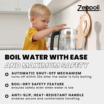 Zeppoli Electric Kettle Fast Boiling Glass Kettle with Auto Shut-Off