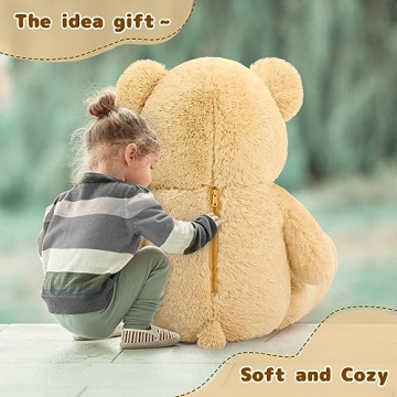 MaoGoLan 4 Feet Giant Teddy Bear - Plush Tan Stuffed Toy