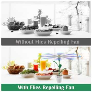 Fly Fans for Tables, Flowerpot Modeling Fly Repellent Outdoor Indoor, Portable Tabletop Fly Fan, Foo...