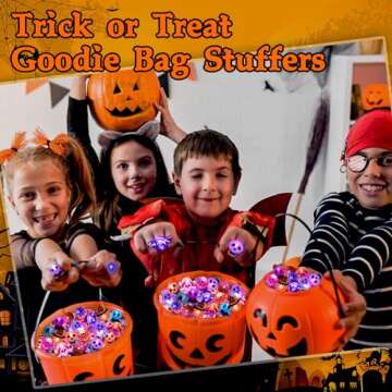 Ouddy Life 50Pcs Halloween Light up Rings for Kids, Glow in the Dark LED Flash Finger Lights Toys Non-Candy Fillers for Trick or Treat Prizes Gifts Supplies Party Favors Goodie Bags Stuffers