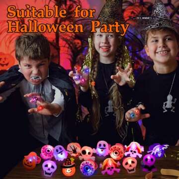 Ouddy Life 50Pcs Halloween Light up Rings for Kids, Glow in the Dark LED Flash Finger Lights Toys Non-Candy Fillers for Trick or Treat Prizes Gifts Supplies Party Favors Goodie Bags Stuffers