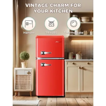 Anypro 3.2 Cu.Ft Refrigerator, Double Door Retro Fridge with Freezer, 7 Adjustable Temperature Setti...